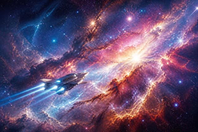 Game Asset - Space Exploration Ship in Nebula — output
