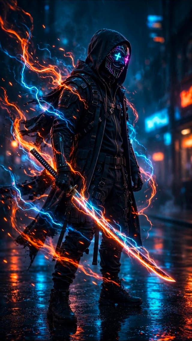 Profile / Avatar - Cyberpunk Neon Ninja Samurai — output