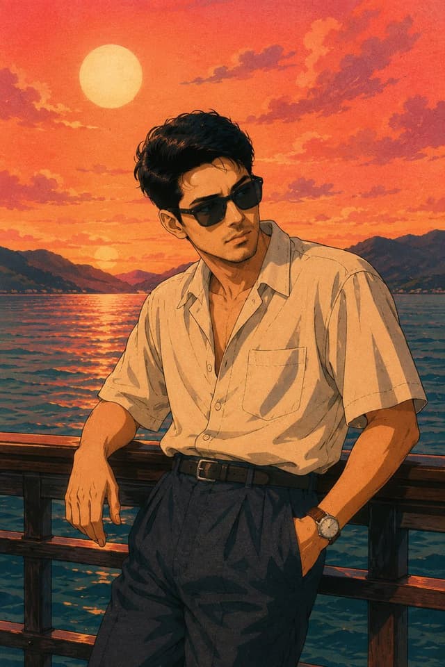 Social Media Post - Retro 80s City Pop Anime Illustration — output