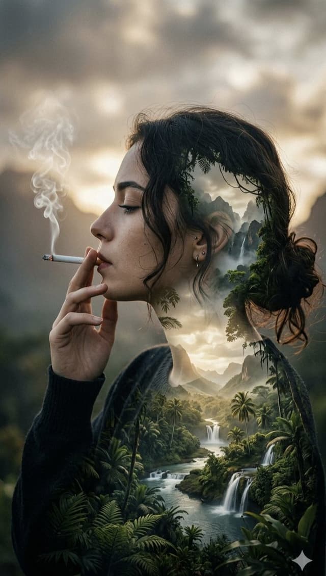 Social Media Post - Double Exposure Tropical Landscape Portrait — output
