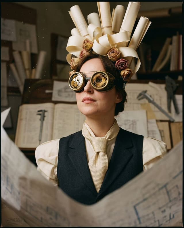 Product Marketing - Sculpted Parchment Headpiece Portrait — output
