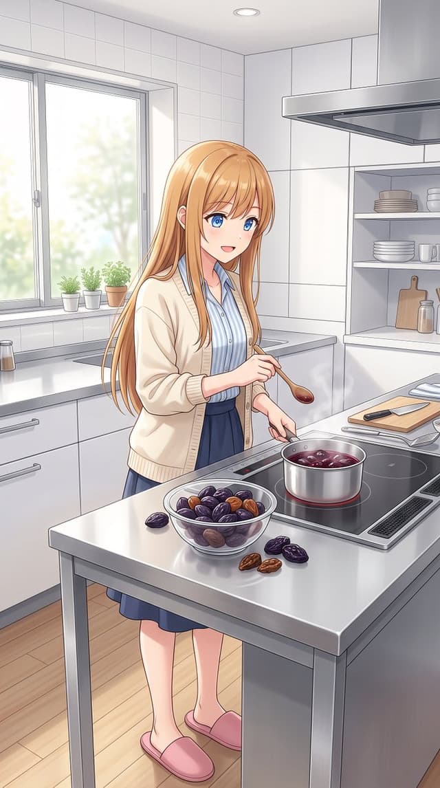 Social Media Post - Anime Girl Cooking Prunes — output