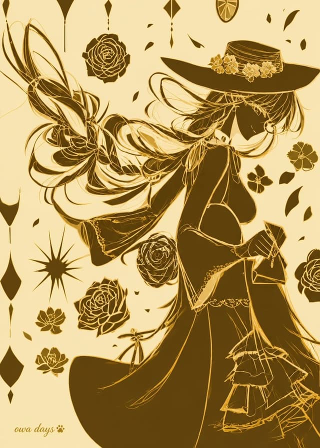 Comic / Storyboard - Gold Two-Tone Anime Witch Poster — output