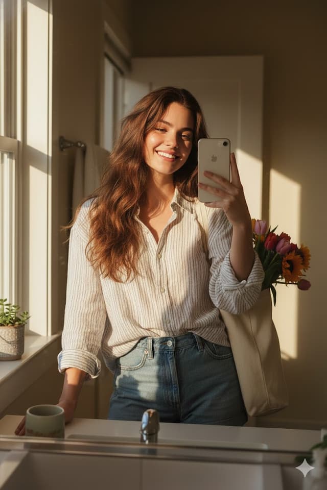 Weekend Farmers Market Mirror Selfie (Reference Image Required) — output