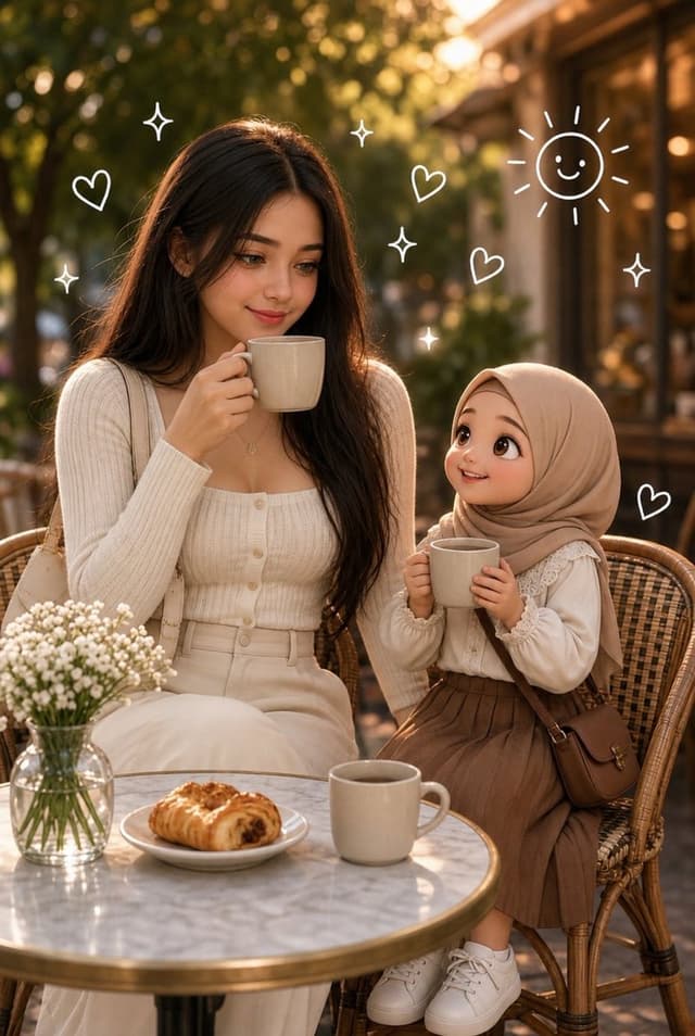 Social Media Post - Korean Girl Golden Hour Cafe Cinematic Portrait — output