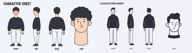 Comic / Storyboard - Wide Minimal Character Sheet — output
