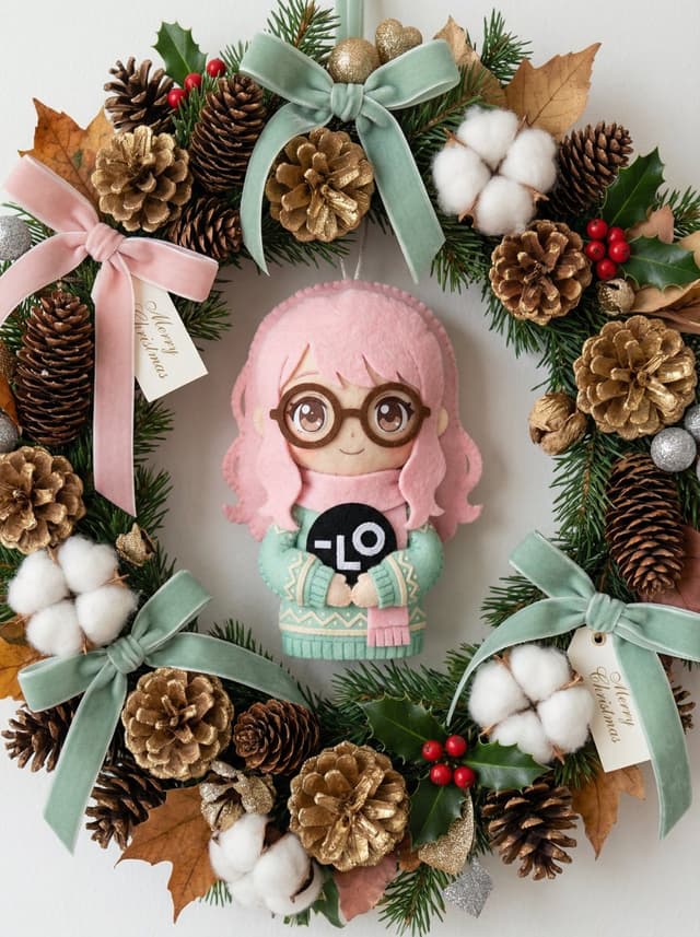 E-commerce Main Image - Handmade Christmas Wreath Generator with Custom Ornament — output