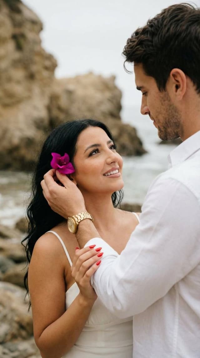 Social Media Post - Romantic Beach Couple Closeup with Identity Preservation — output