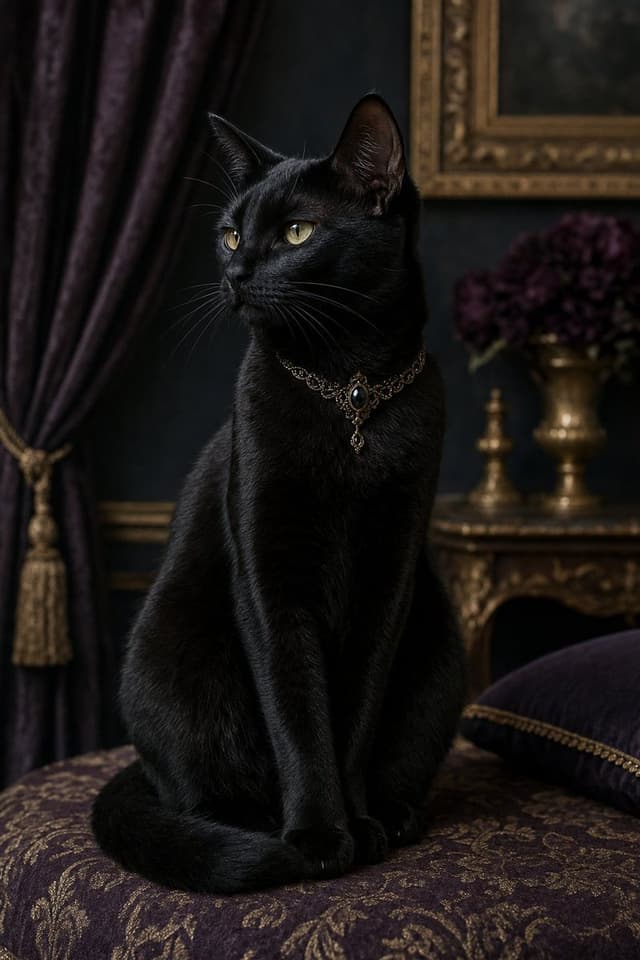Social Media Post - Regal Black Cat in Victorian Interior — output