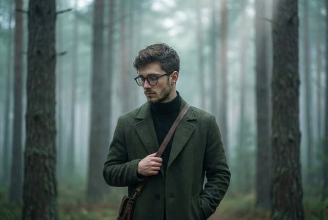Foggy pine forest cinematic portrait — output