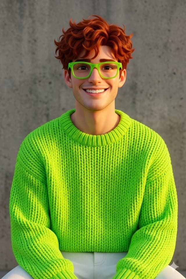 Disney-Pixar Style 3D Portrait of Man in Neon Sweater — output