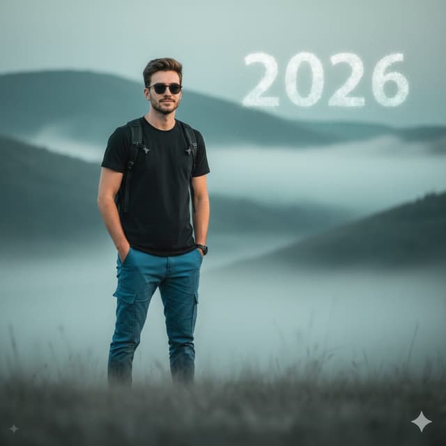 YouTube Thumbnail - Cinematic Mountain Portrait with Floating Text — output