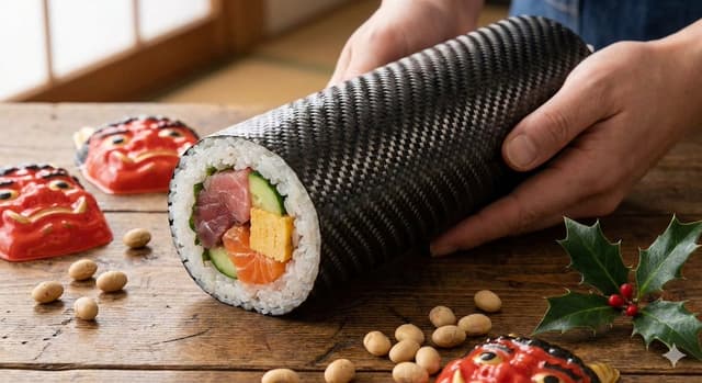E-commerce Main Image - Carbon Pattern Printed Ehomaki Sushi Roll — output