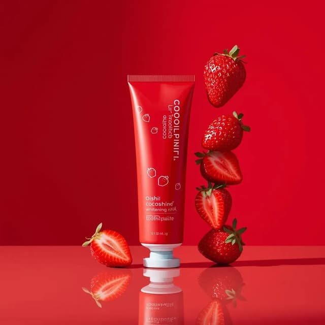 E-commerce Main Image - Premium Cosmetic Product Ad for Strawberry Toothpaste — output