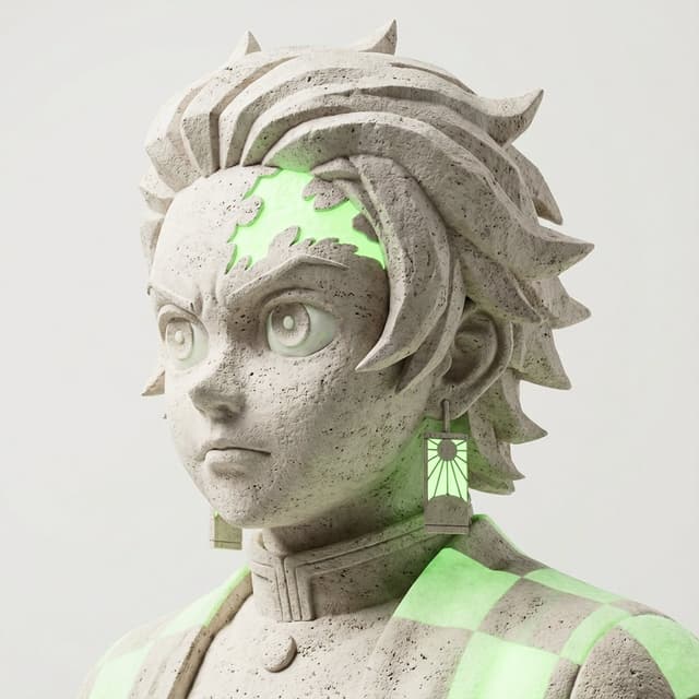 Game Asset - Limestone Sculpture with Neon Glow Prompt — output