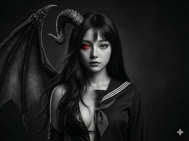 Human-Succubus Fusion Portrait Prompt — output