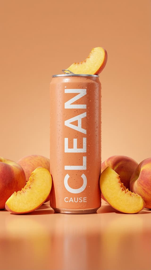 E-commerce Main Image - Hyper-Photorealistic Peach Beverage Ad — output