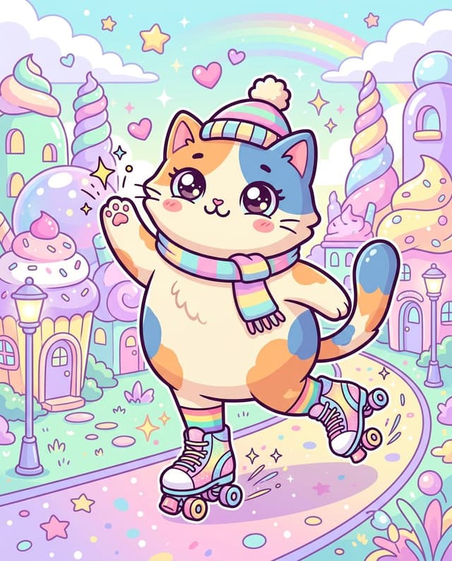 Game Asset - Pop Surreal Kawaii Cat on Roller Skates — output