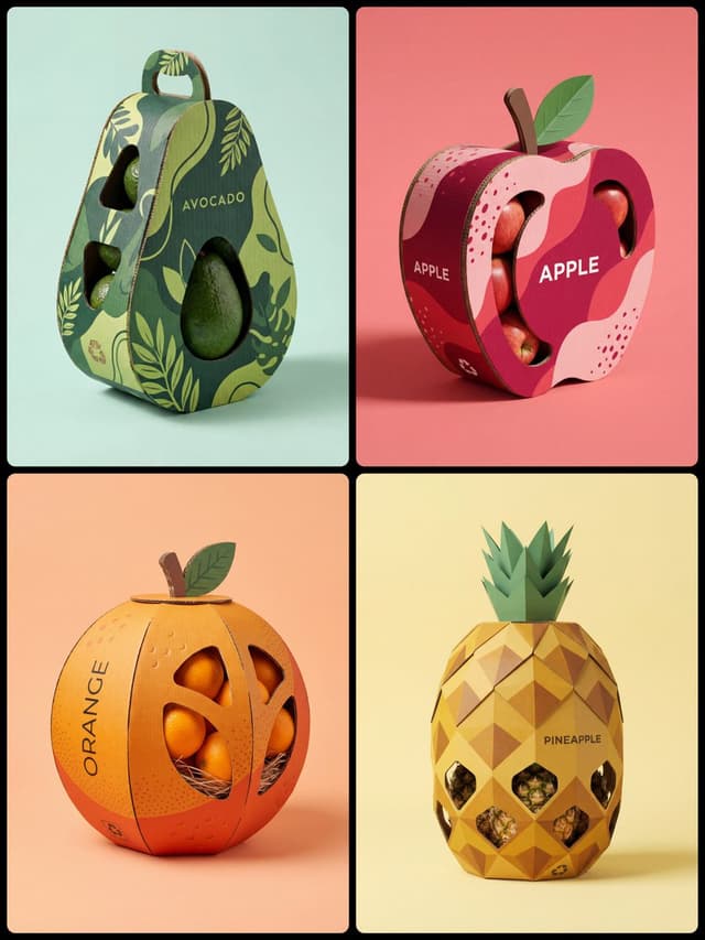 E-commerce Main Image - Corrugated Cardboard Fruit Packaging Concept Prompt — output
