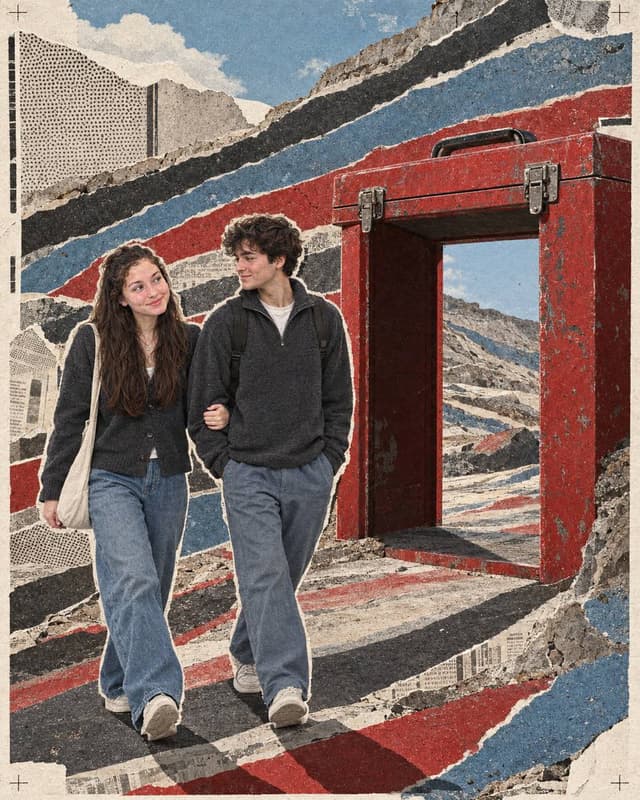 Social Media Post - Surreal Collage of Teens Walking Past Giant Toolbox — output