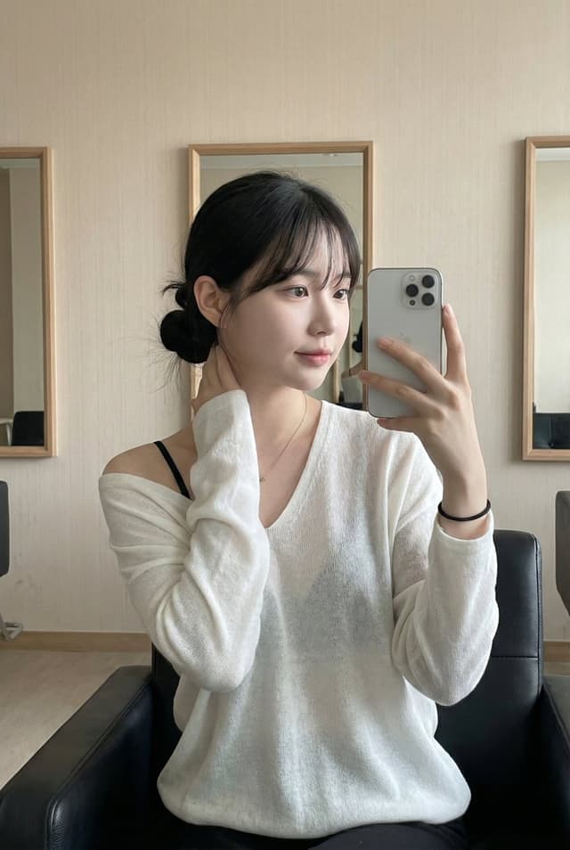 Atmospheric Indoor Mirror Selfie with 'Pure and Desire' Aesthetic — output