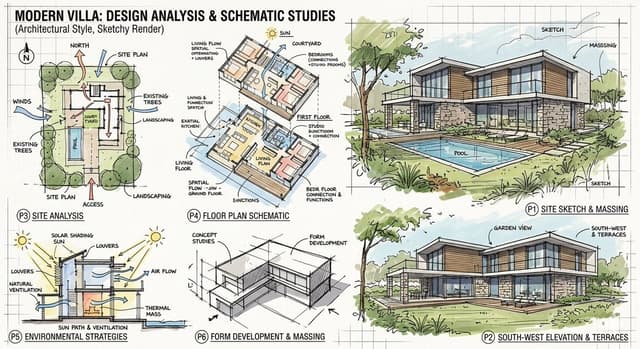 Infographic / Edu Visual - Prompt for a modern villa layout — output