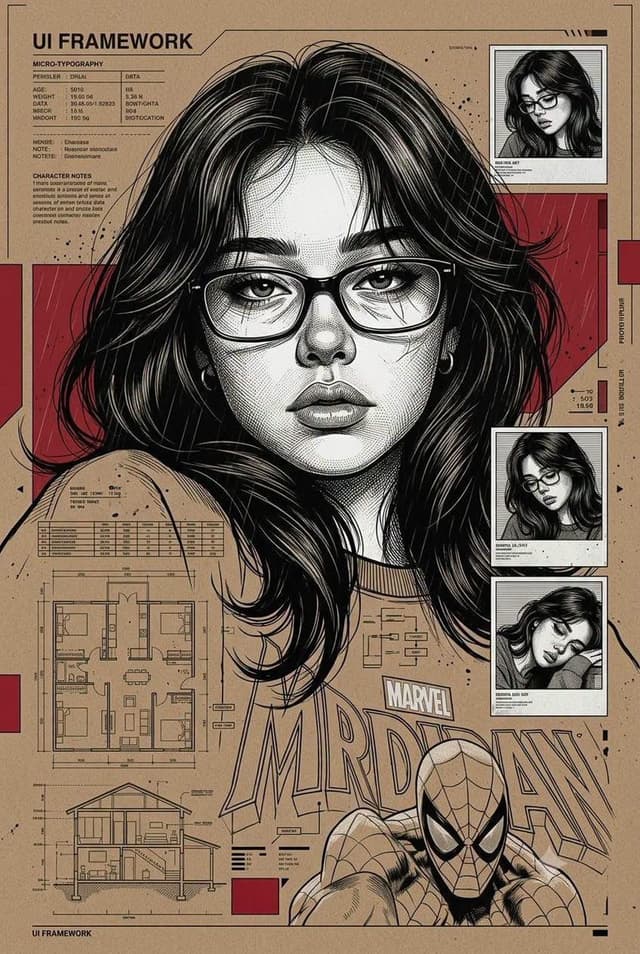Comic / Storyboard - Technical Engraving Editorial Portrait — output