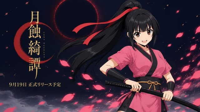 YouTube Thumbnail - Anime Lunar Eclipse Swordswoman Poster — output