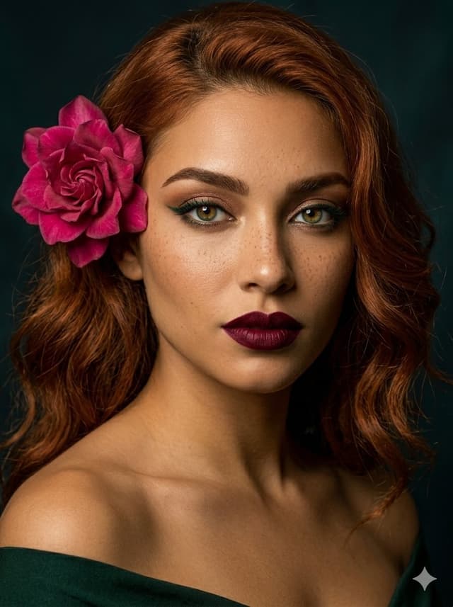 Profile / Avatar - Auburn Portrait with Camellia Flower — output