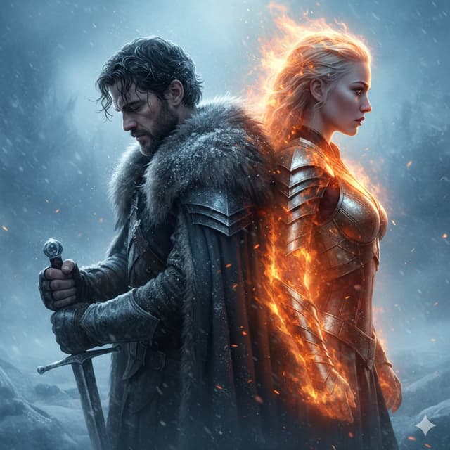 YouTube Thumbnail - Epic Fantasy Warriors: Fire and Ice Cinematic Poster — output