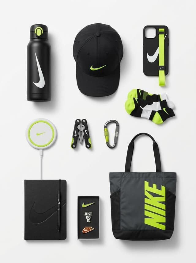 E-commerce Main Image - Premium Branded Merchandise Capsule Collection (Knolling Perspective) — output