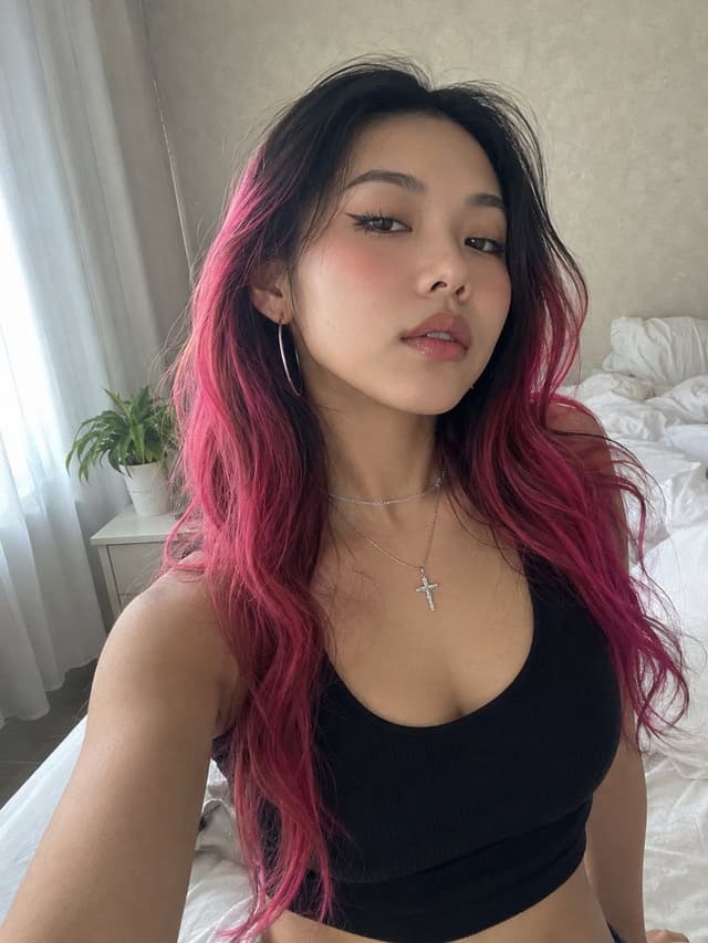 Profile / Avatar - Pink Hair Bedroom Selfie Photography — output