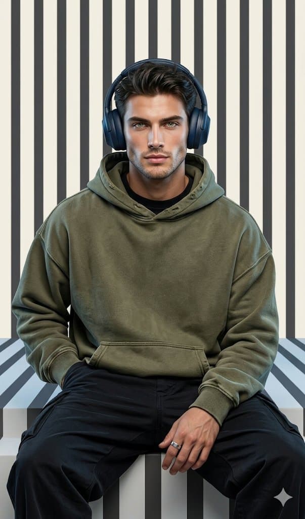 Profile / Avatar - Graphic Portrait with Optical Illusion Background — output