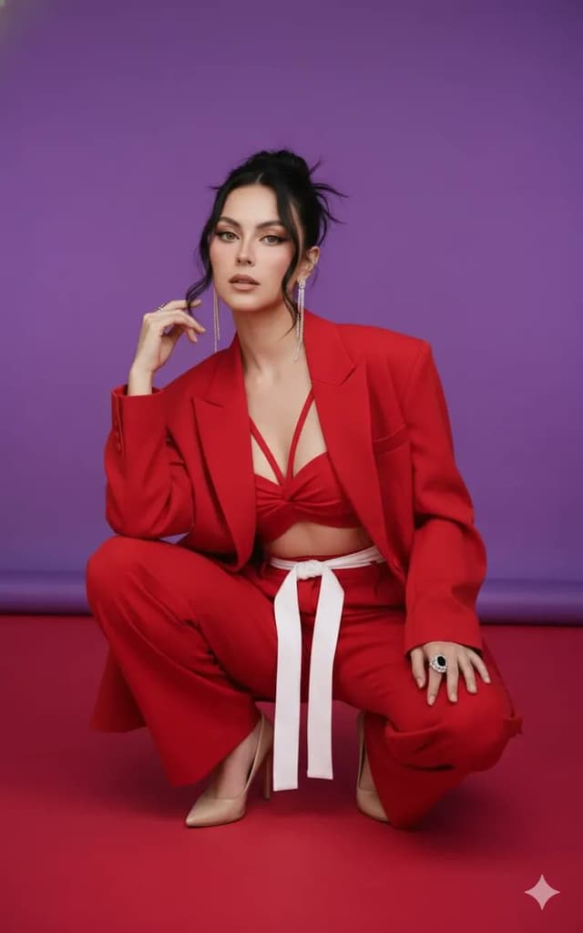 Dual Image Generation in Modern Formal Scarlet Red — output