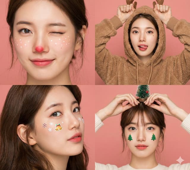 Profile / Avatar - 4-Panel Christmas Beauty Blogger Portrait in Peach Background — output
