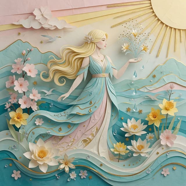 Grok Imagine Prompt: 3D Paper Art Water Goddess — cover