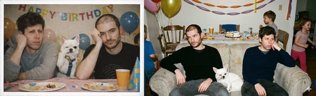2000s Film Camera Photo of Sam, Ilya, and a Dog — output