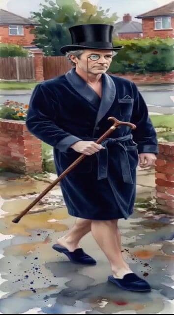 Elegant British Man Walking Down Residential Street — cover