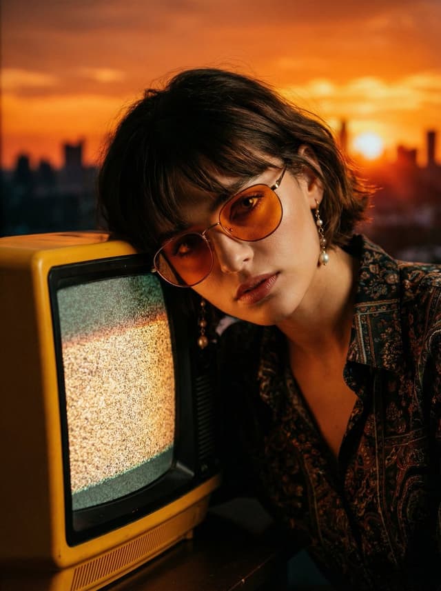 Poster / Flyer - Cinematic Portrait with Static CRT Television — output