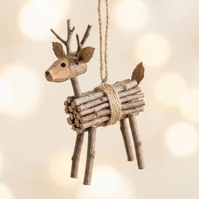 E-commerce Main Image - Rustic Twig Reindeer Christmas Ornament — output