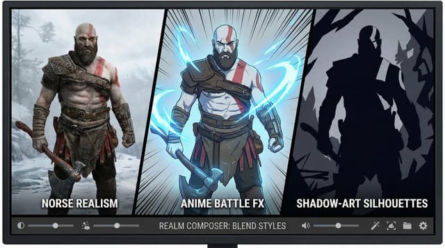 Kratos in Three Blended Styles — output