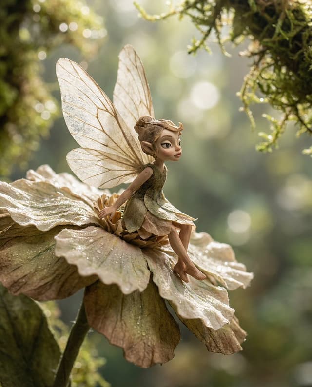 Macro Illustration of a Tiny Fairy on a Flower — output