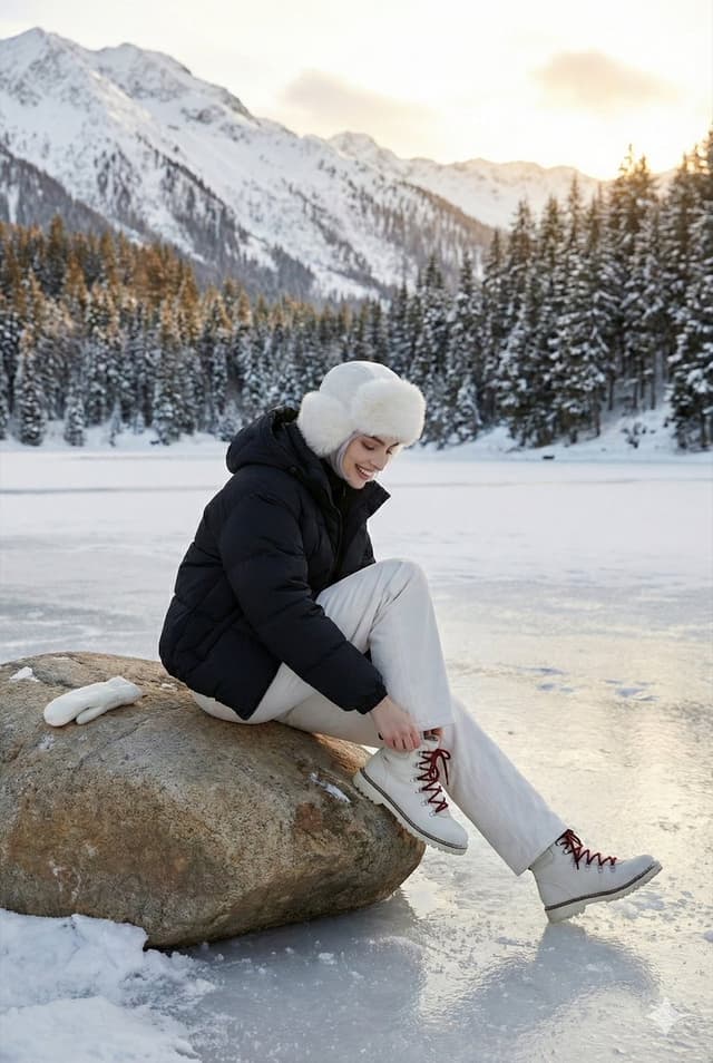 High-Fashion Winter Editorial on Ice Block — output