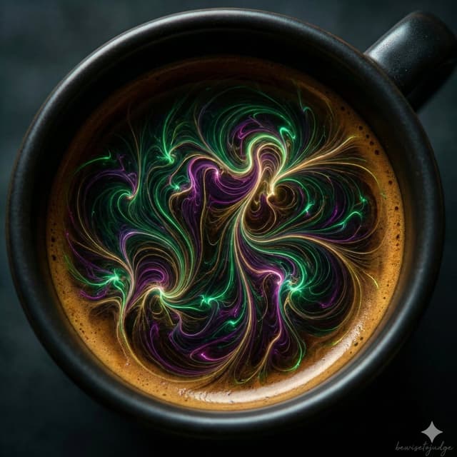 Infographic / Edu Visual - Abstract Microscopic View of Living Coffee Crema — output