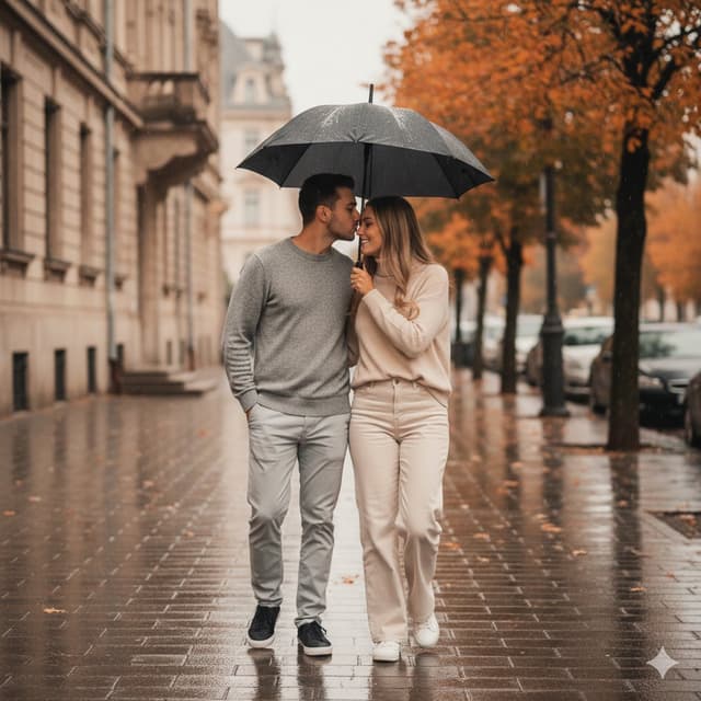 Romantic Rainy Autumn Couple Portrait — output
