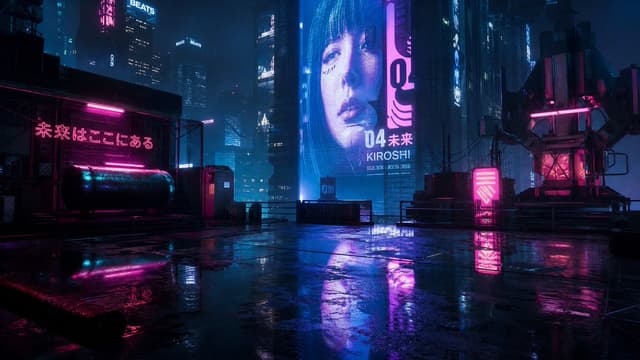 Comic / Storyboard - Rainy Cyberpunk Rooftop City — output