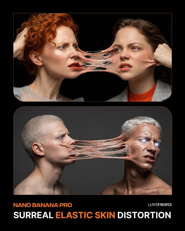 Social Media Post - Surreal Elastic Skin Distortion Portrait — output