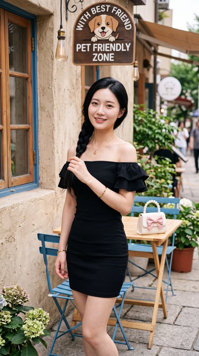 Social Media Post - East Asian Woman at Outdoor Café — output