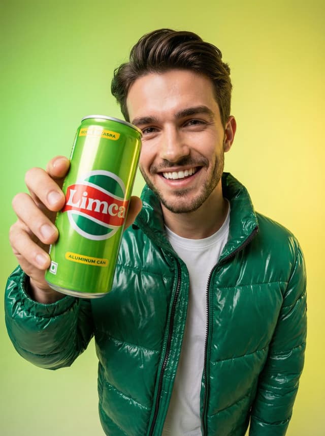 Fisheye Studio Portrait with Branded Drink Can — output