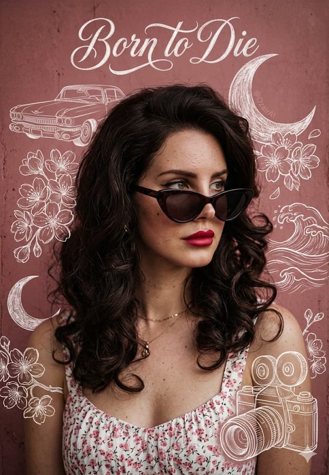 Social Media Post - Vintage Born To Die Portrait with Chalk Doodles — output